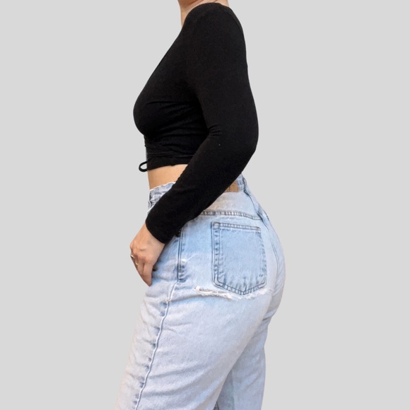 Black American Apparel Wrap Top - Picture 3 of 4